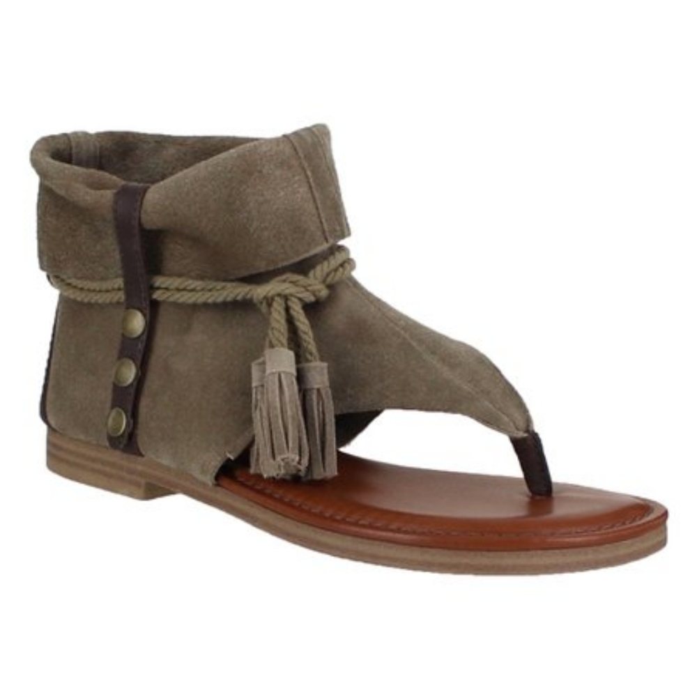 MIA Taupe Suede Sandals with Tassels